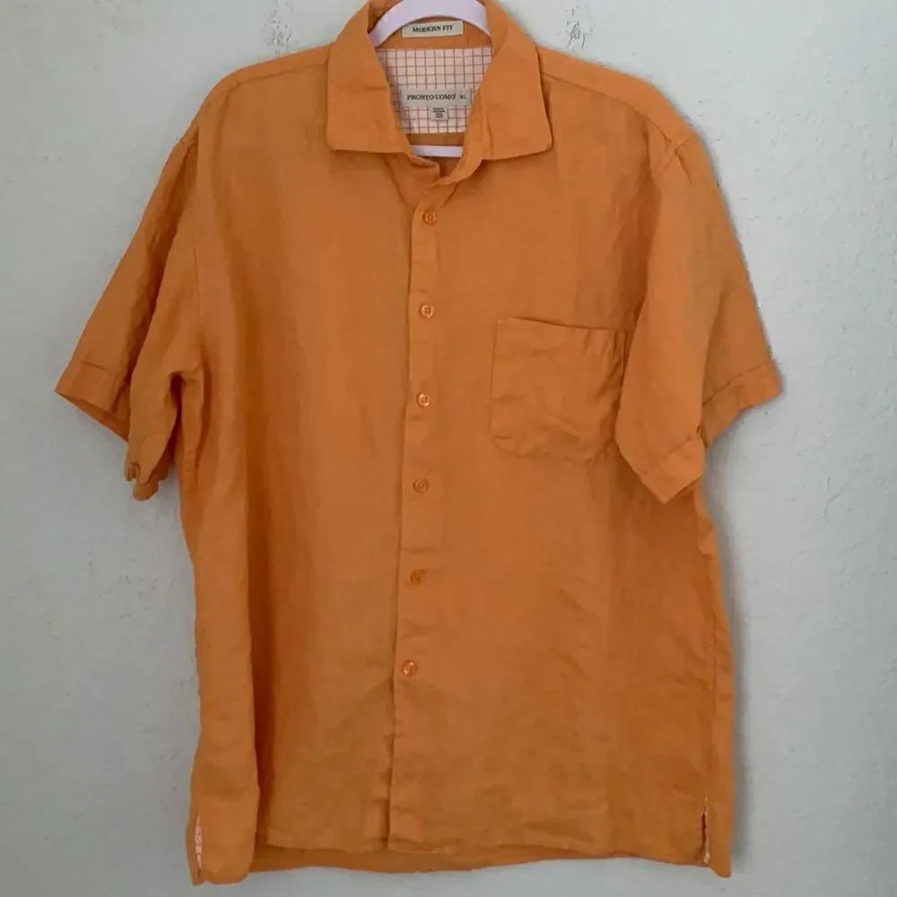 Pronto-Uomo Cotton Orange Shirt Modern Fit Size XL